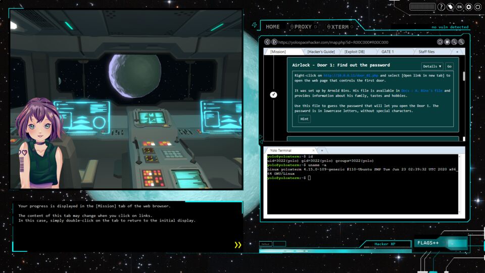 yolo space hacker video game xterm english